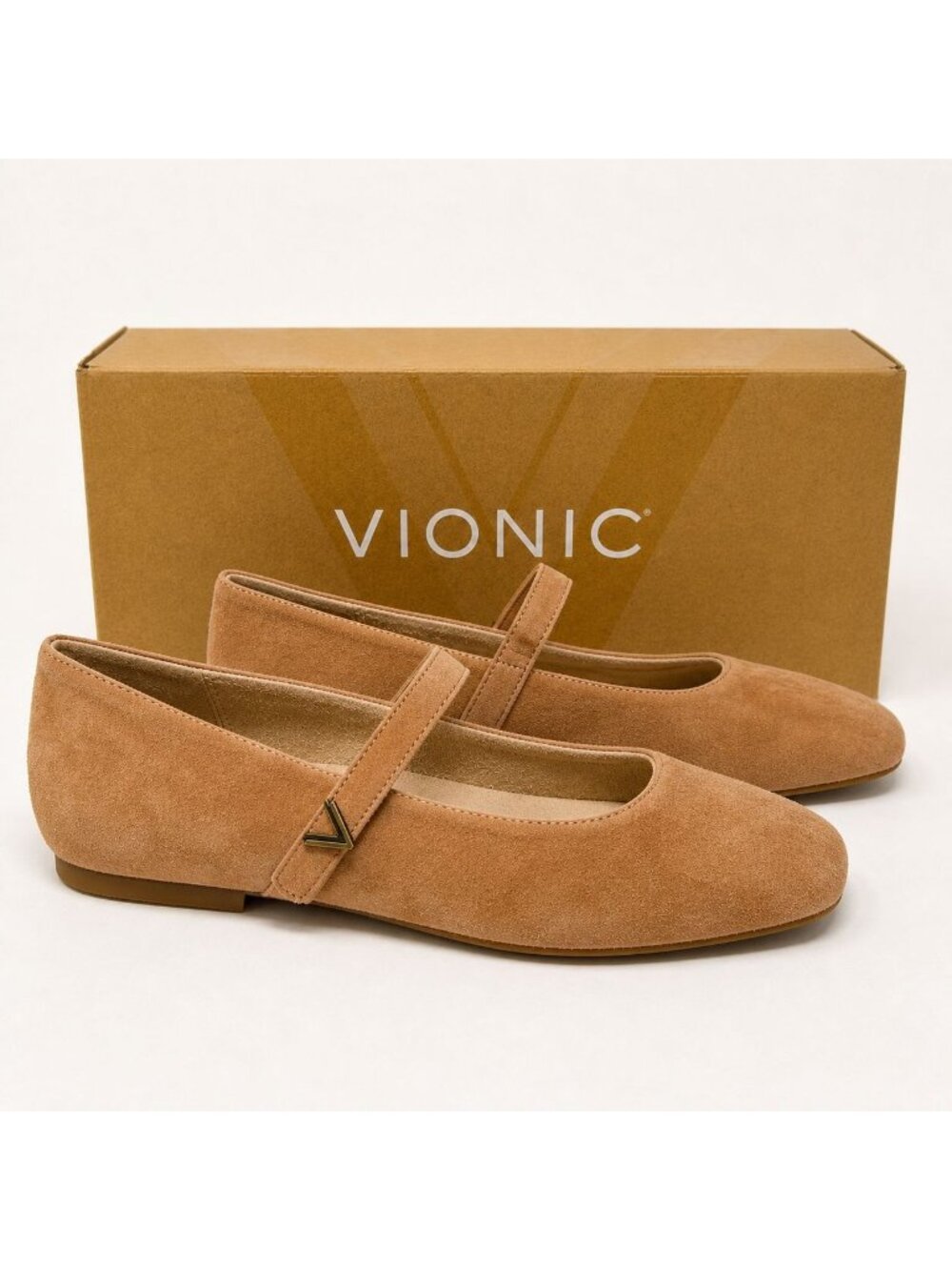 Vionic Alameda Mary Jane Flats Womens 8 Mocha Mousse Suede Orthotic Square Toe - Picture 4 of 8